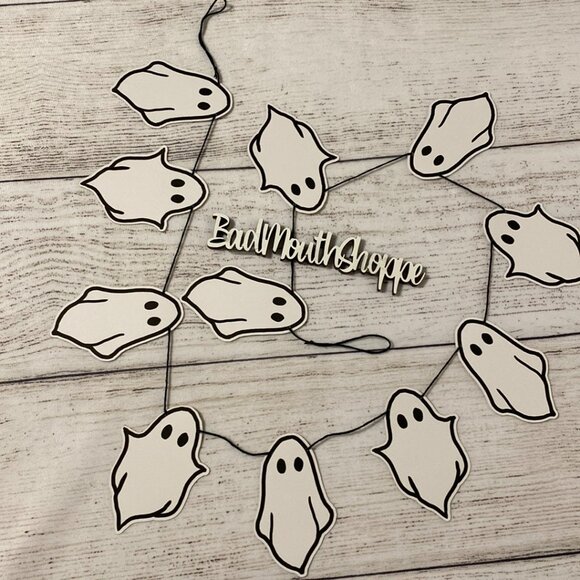 *The Dark Times Halloween Ghost Baby Boo Bunting made from Recycled Card - Picture 1 of 5
